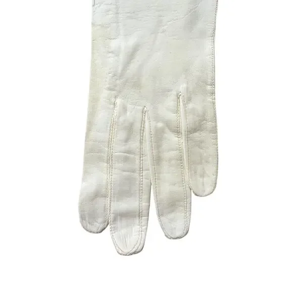 VTG Lavabile Italy Leather Ivory Glove W/Floral Size 6 - Picture 3 of 7